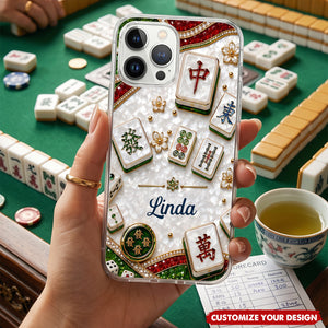 Personalized Eat Sleep Mahjong Repeat Clear Phone Case, Unique Gift for Mahjong Enthusiast
