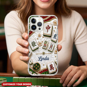 Personalized Eat Sleep Mahjong Repeat Clear Phone Case, Unique Gift for Mahjong Enthusiast