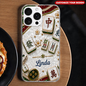Personalized Eat Sleep Mahjong Repeat Clear Phone Case, Unique Gift for Mahjong Enthusiast