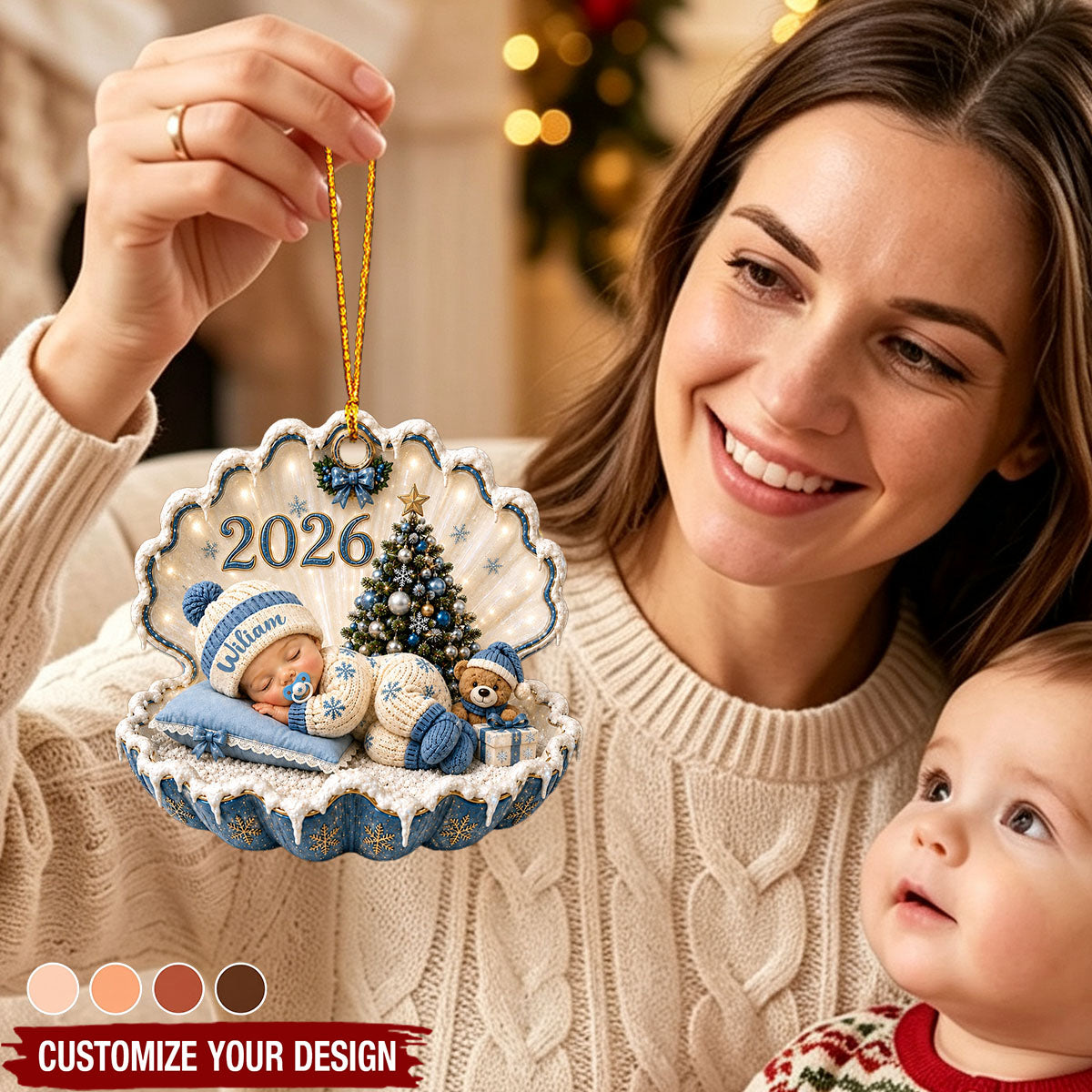 Personalized Baby First Christmas 2026 Acrylic Ornament, Custom Name Newborn Keepsake