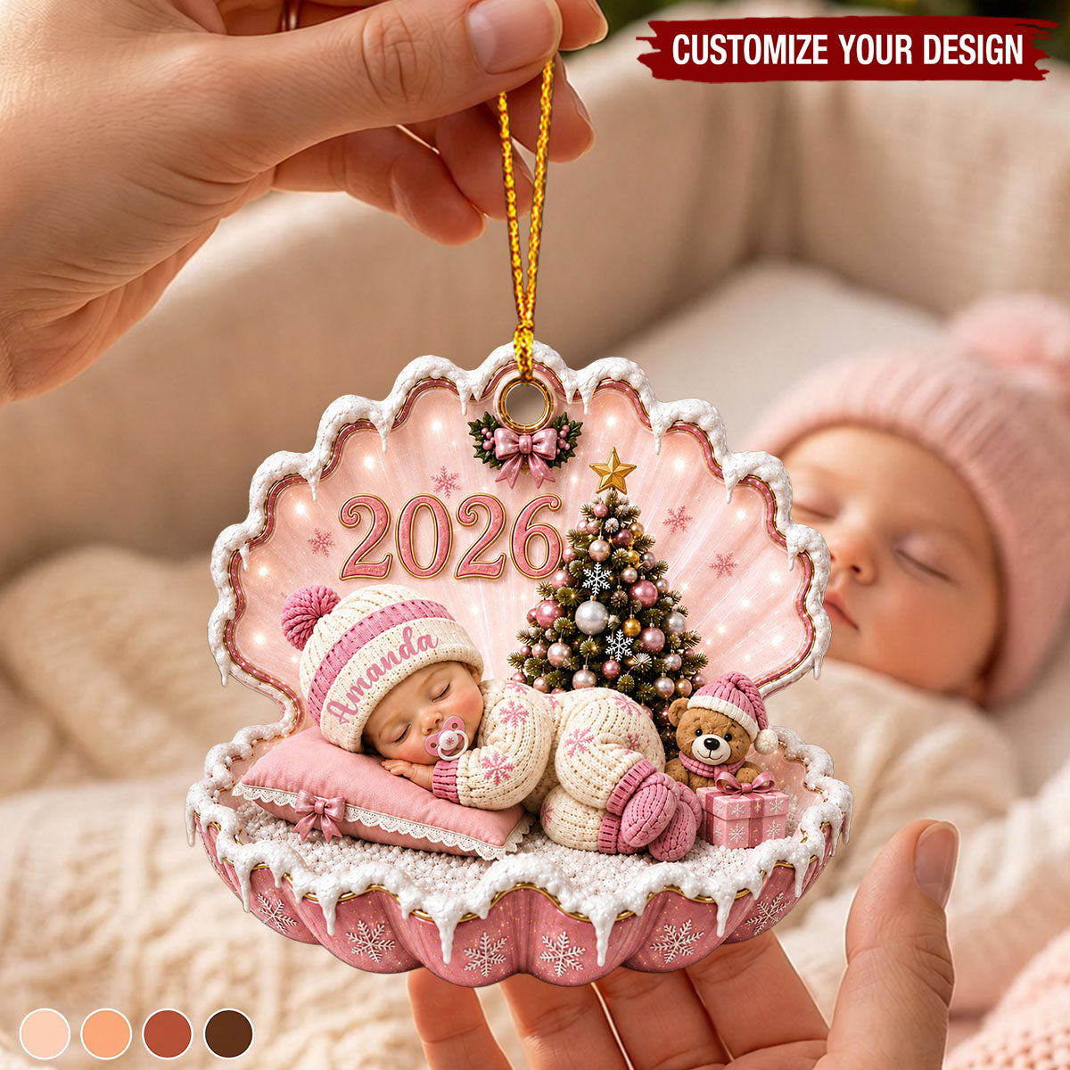 Personalized Baby First Christmas 2026 Acrylic Ornament, Custom Name Newborn Keepsake
