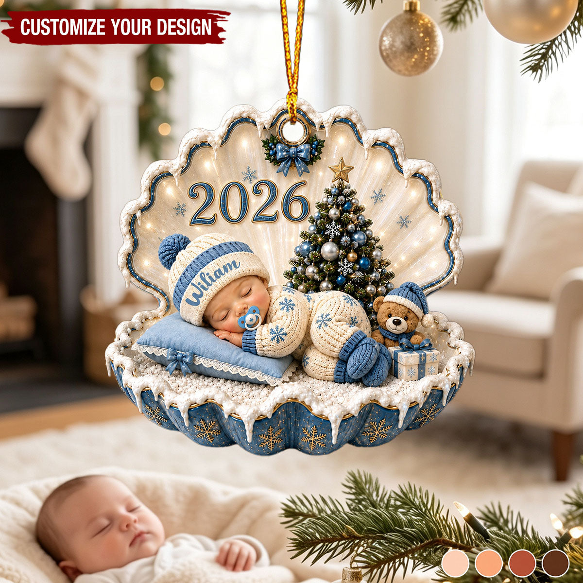 Personalized Baby First Christmas 2026 Acrylic Ornament, Custom Name Newborn Keepsake