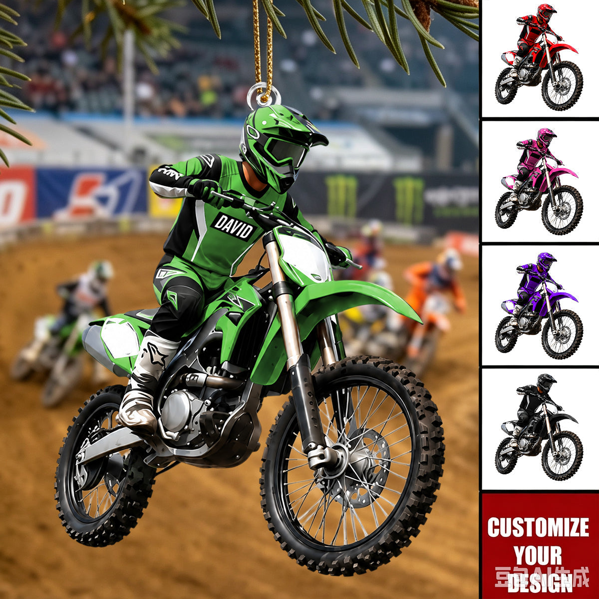 Personalized Dirt Bike Acrylic Ornament, Custom Motocross Rider Gift for Teen Boys