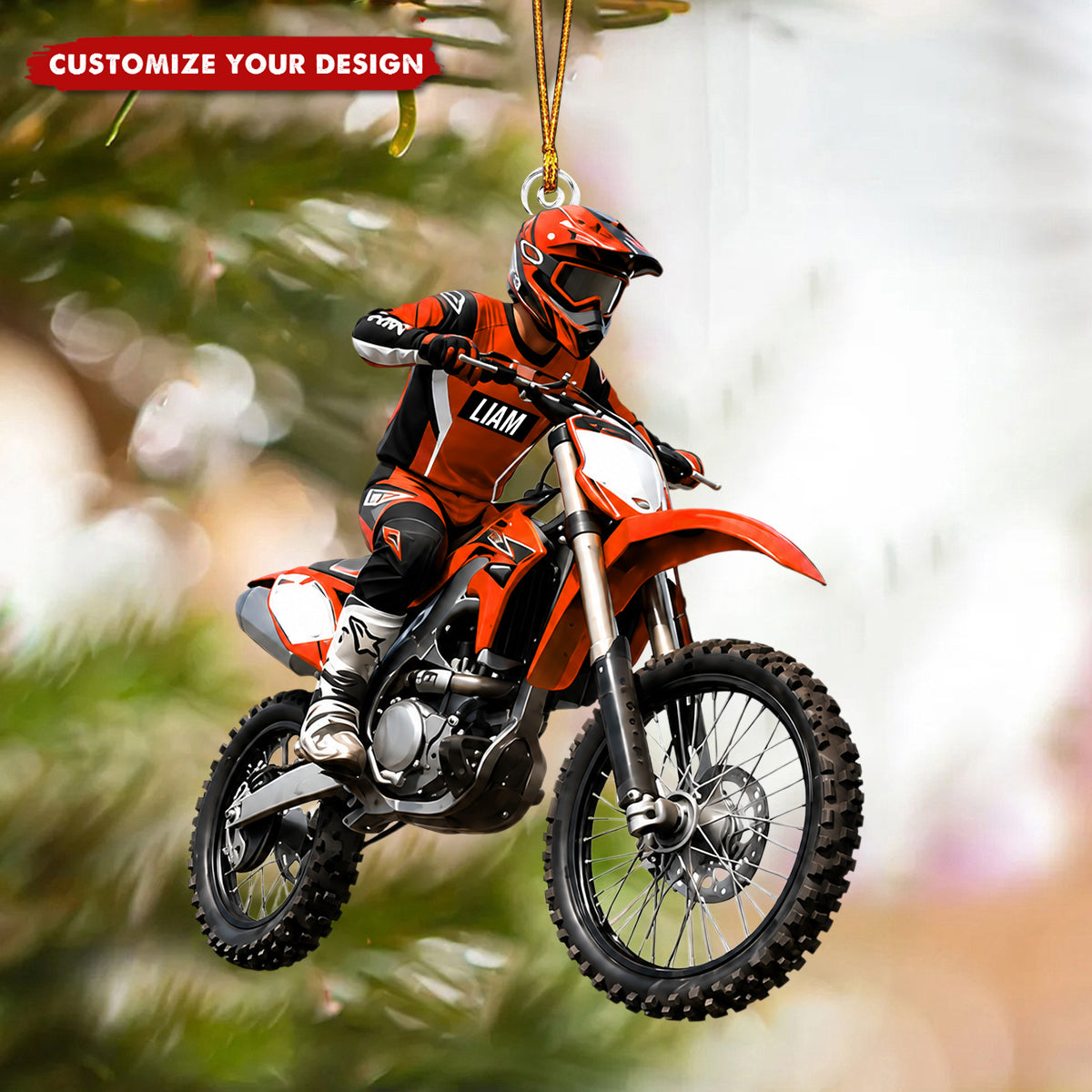 Personalized Dirt Bike Acrylic Ornament, Custom Motocross Rider Gift for Teen Boys