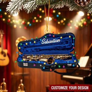 Personalized Saxophone Acrylic Christmas Ornament, Gift for Musicians