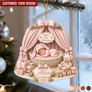 Personalized Baby First Christmas Acrylic Ornament, Custom Newborn Gift