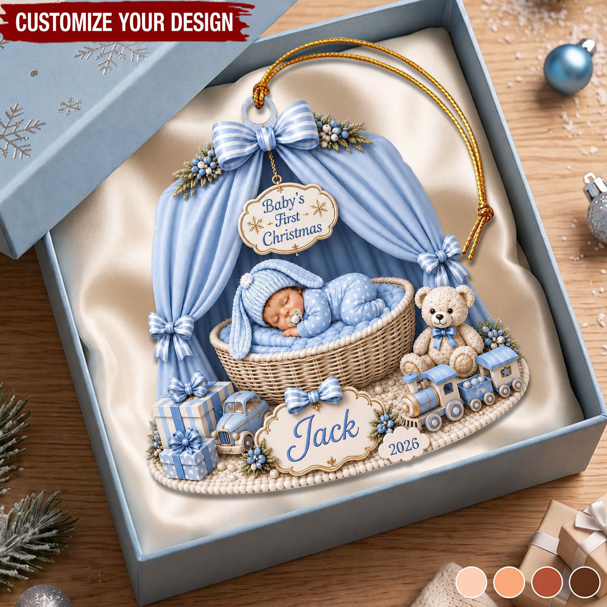 Personalized Baby First Christmas Acrylic Ornament, Custom Newborn Gift