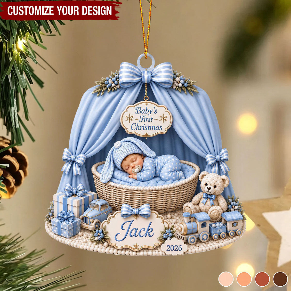 Personalized Baby First Christmas Acrylic Ornament, Custom Newborn Gift