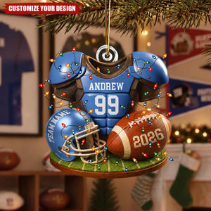 Personalized 2026 Football Acrylic Ornament, Custom Jersey & Helmet Keepsake