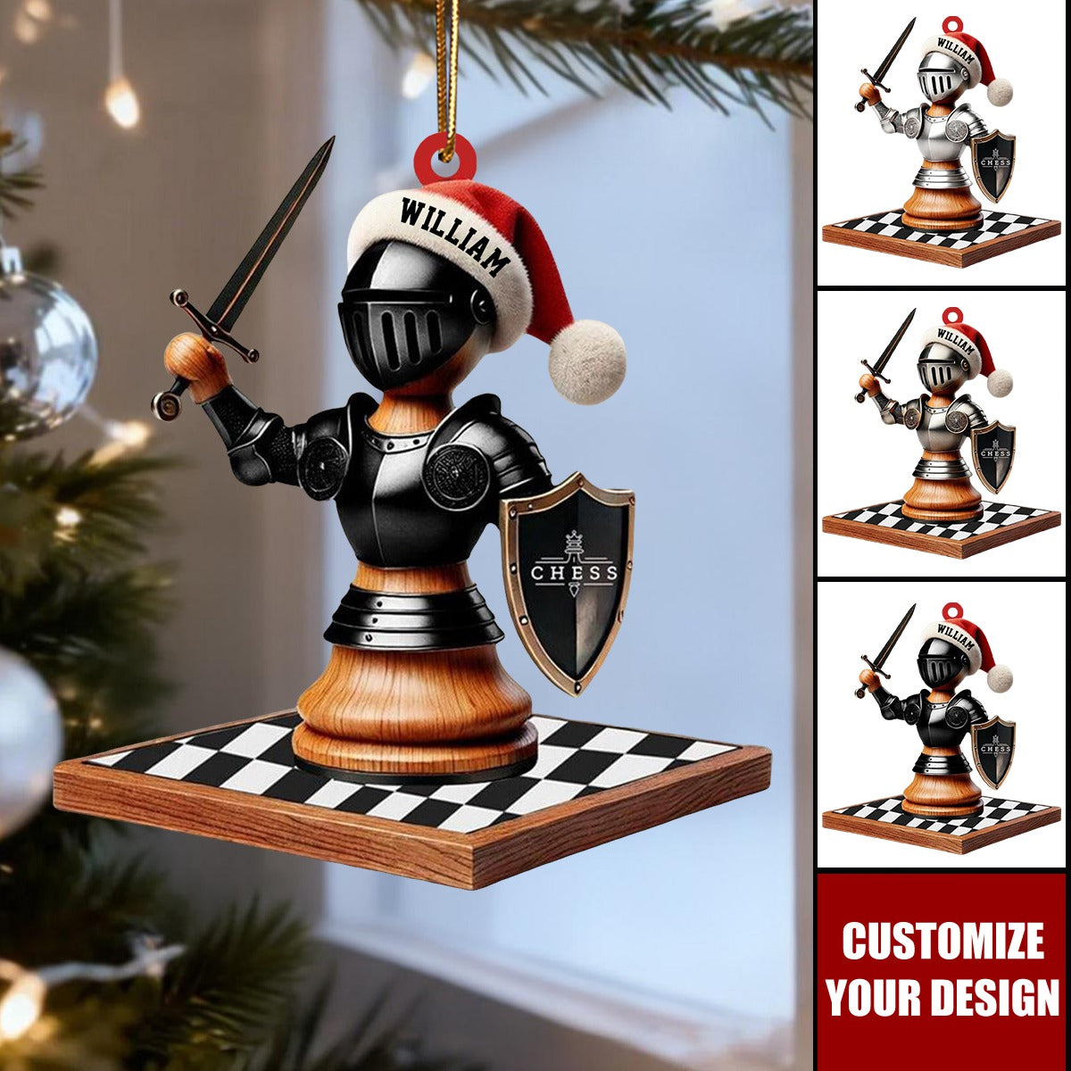 Personalized Chess Night Acrylic Christmas Ornament, Custom Gift for Chess Lovers