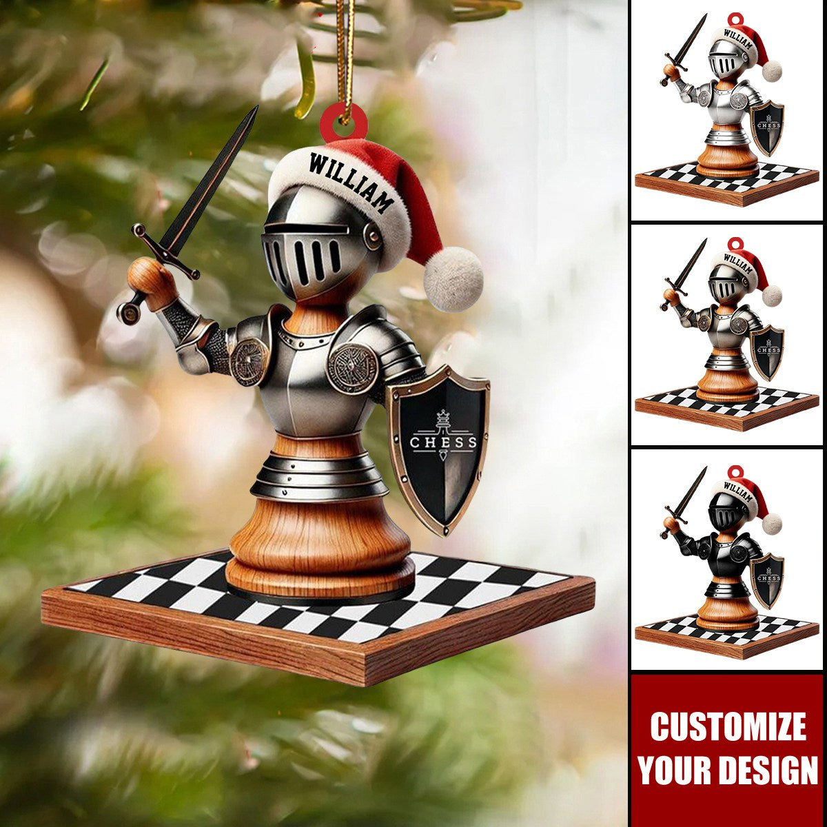 Personalized Chess Night Acrylic Christmas Ornament, Custom Gift for Chess Lovers