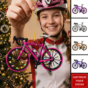 Personalized Bicycle Christmas Acrylic Ornament, Custom Name Cyclist Gift