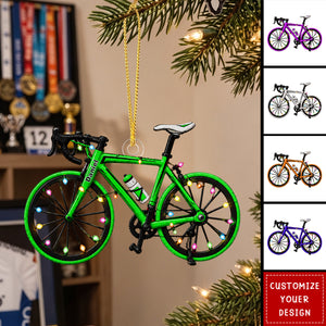 Personalized Bicycle Christmas Acrylic Ornament, Custom Name Cyclist Gift