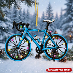 Personalized Bicycle Christmas Acrylic Ornament, Custom Name Cyclist Gift