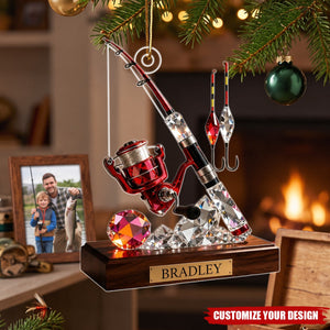 Personalized Acrylic Fishing Christmas Ornament, Custom Fisherman Keepsake Gift for Outdoorsman