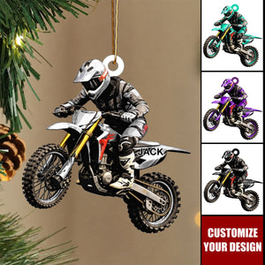 Personalized Motocross Acrylic Ornament, Custom Dirt Bike Gift for Racing Lover