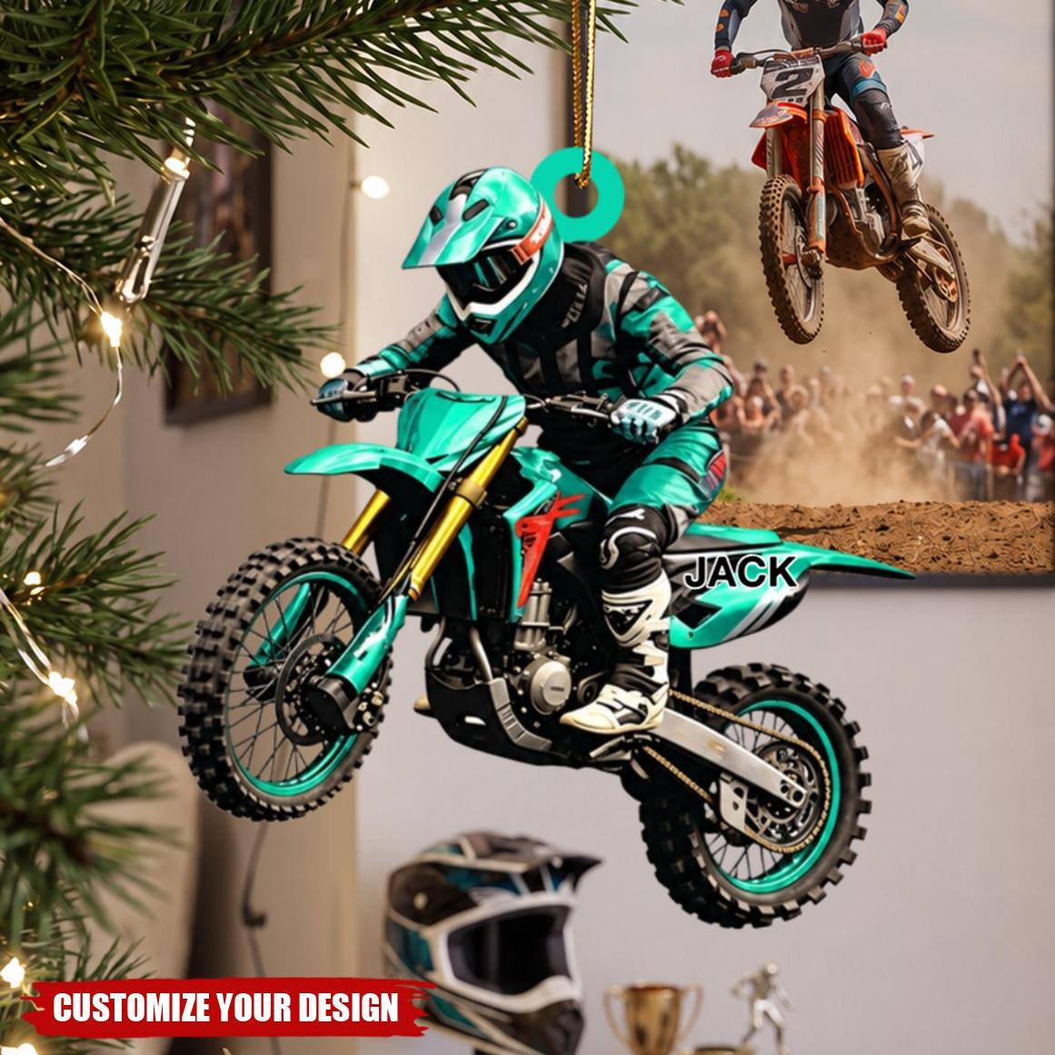 Personalized Motocross Acrylic Ornament, Custom Dirt Bike Gift for Racing Lover