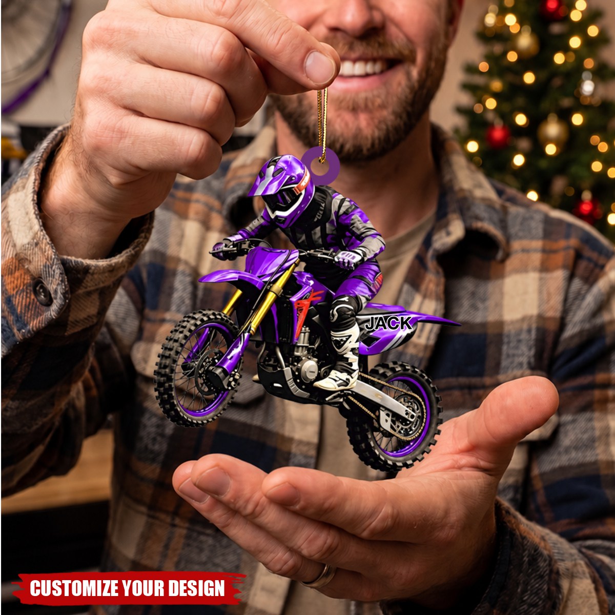 Personalized Motocross Acrylic Ornament, Custom Dirt Bike Gift for Racing Lover