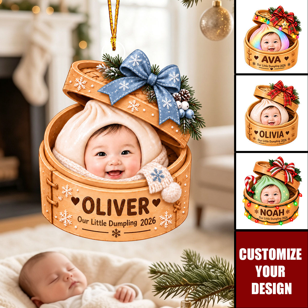 Personalized Baby Photo Acrylic Christmas Ornament, Custom Face Baby Keepsake Gift