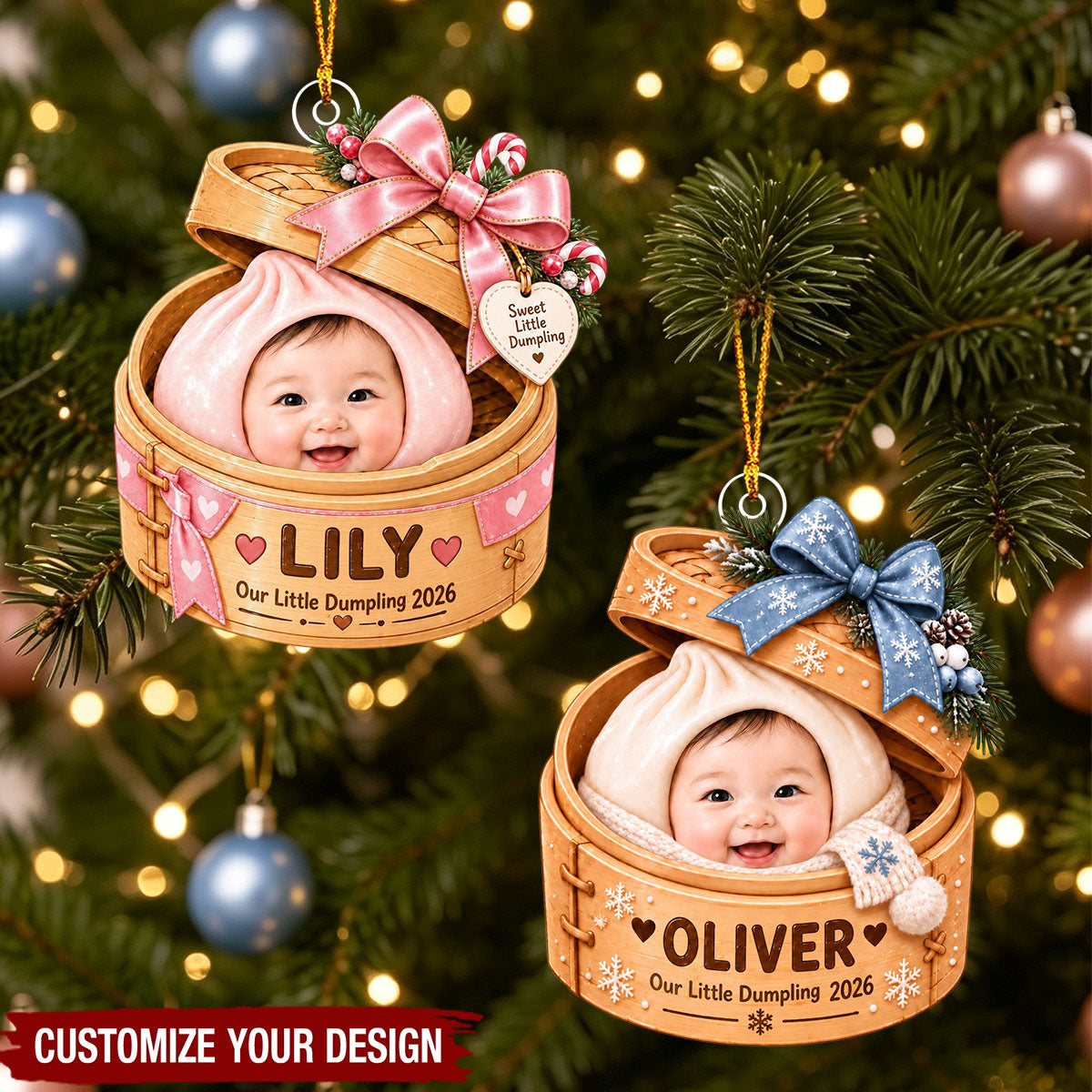 Personalized Baby Photo Acrylic Christmas Ornament, Custom Face Baby Keepsake Gift