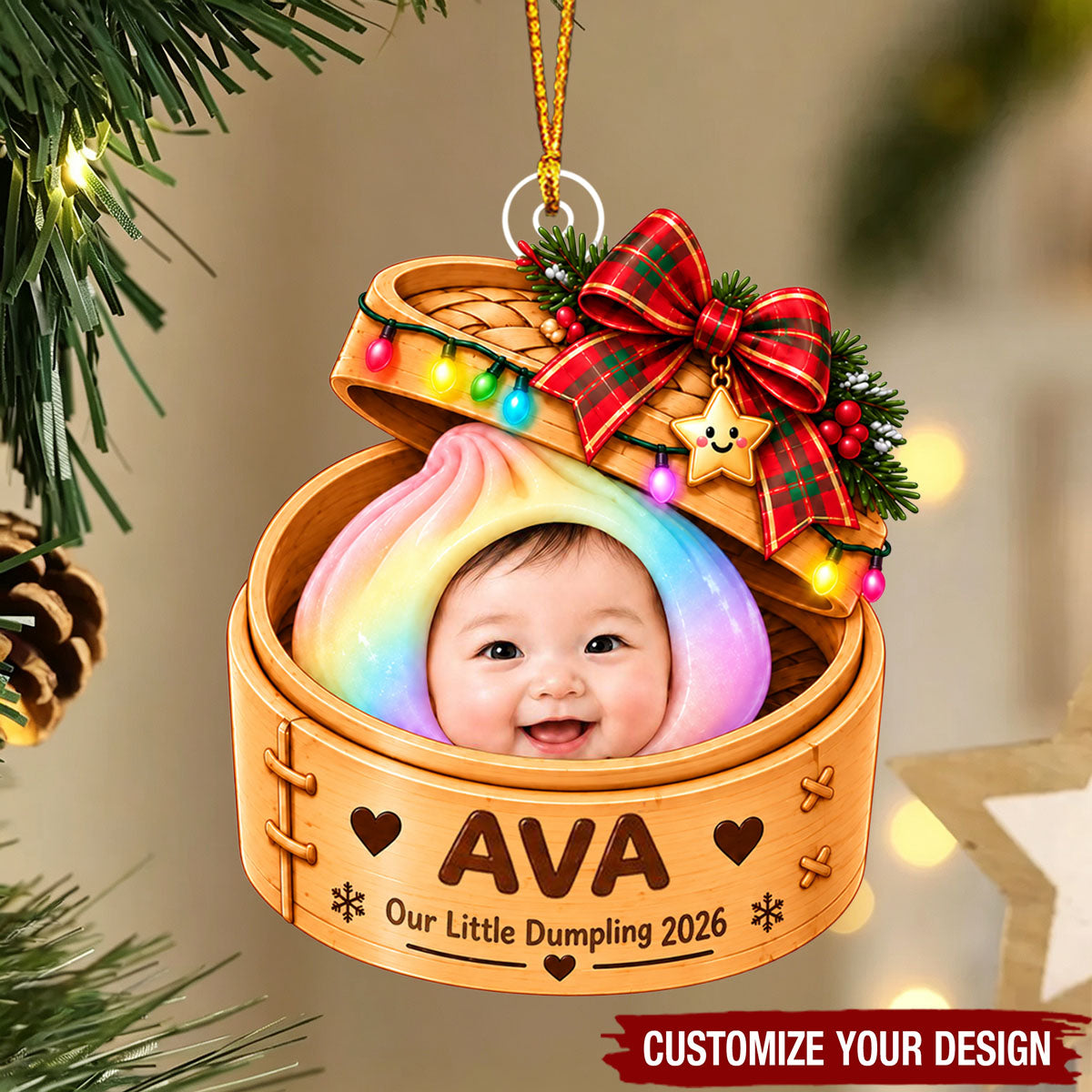 Personalized Baby Photo Acrylic Christmas Ornament, Custom Face Baby Keepsake Gift