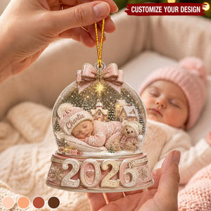 Personalized 2026 Baby First Christmas Acrylic Ornament, Custom Name Snow Globe Newborn Gift