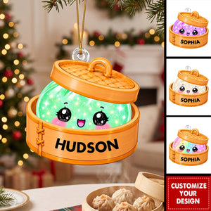 Personalized Glitter Dumpling Acrylic Ornament, Custom Name Christmas Gift for Kids