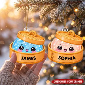 Personalized Glitter Dumpling Acrylic Ornament, Custom Name Christmas Gift for Kids
