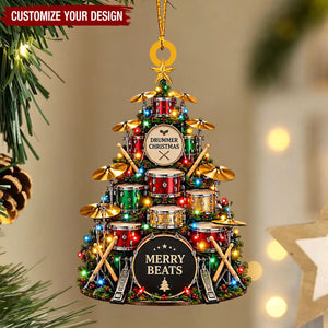Personalized Drum Acrylic Christmas Ornament, Gift for Musicians