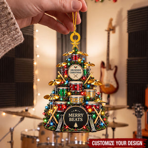 Personalized Drum Acrylic Christmas Ornament, Gift for Musicians