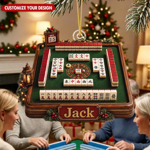 Personalized Mahjong Acrylic Christmas Ornament, Custom Name Gift for Mahjong Players