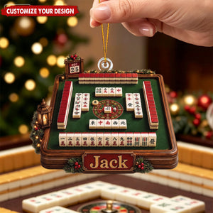 Personalized Mahjong Acrylic Christmas Ornament, Custom Name Gift for Mahjong Players