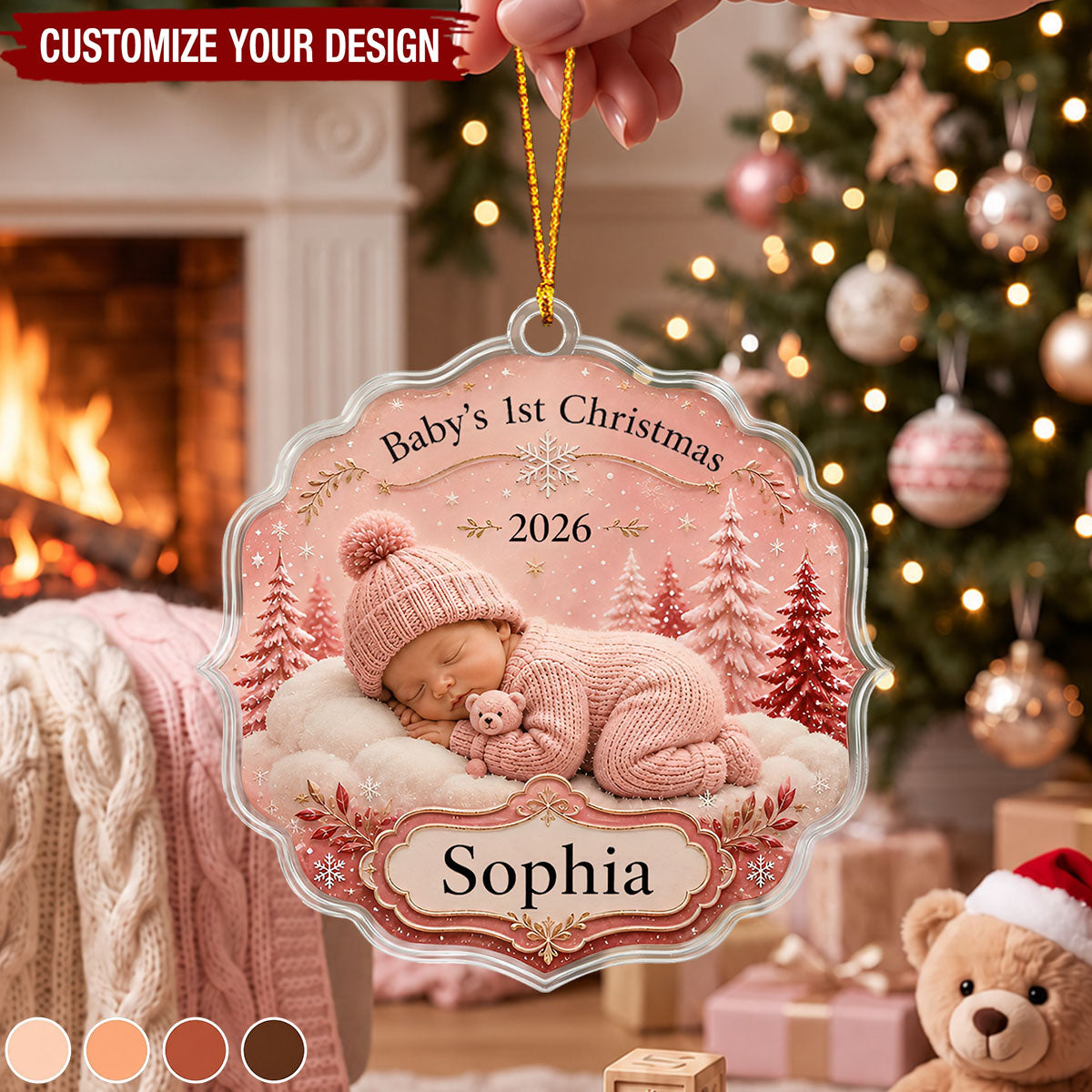 Personalized Baby's 1st Christmas Acrylic Ornament, Custom Name Tree Keepsake