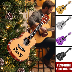 Personalized Guitar Acrylic Christmas Ornament, Custom Gift for Musicians and Guitar Lovers