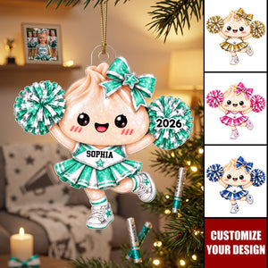 Personalized Cheerleader Acrylic Ornament, Dumpling Cheerleader Gift for Daughter