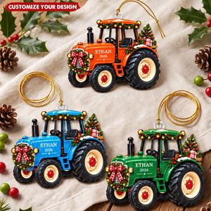 Personalized Tractor Christmas Acrylic Ornament, Custom Farm Gift