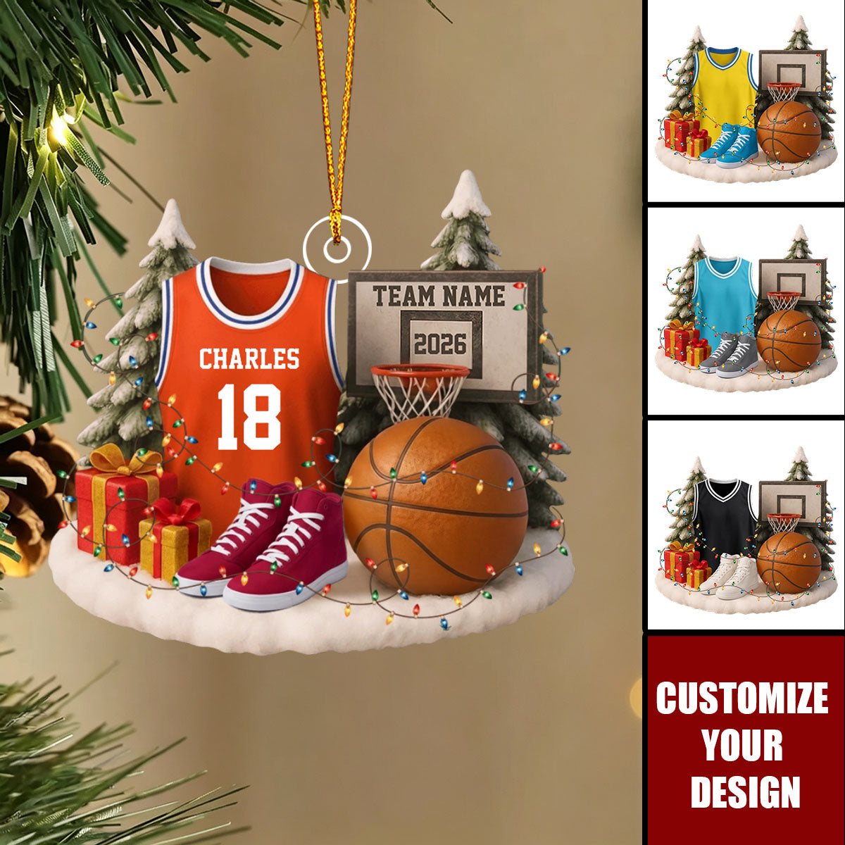 Personalized Jersey Keepsake Basketball Acrylic Ornament
