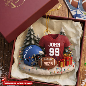 Personalized Acrylic Football Ornament, Custom Jersey and Helmet