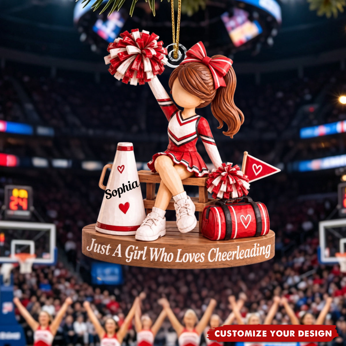 Personalized Cheerleader Acrylic Ornament, Custom Name Cheer Gift for Girl