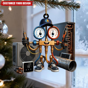 Personalized HVAC Unit Acrylic Christmas Ornament, Custom AC Technician Gift