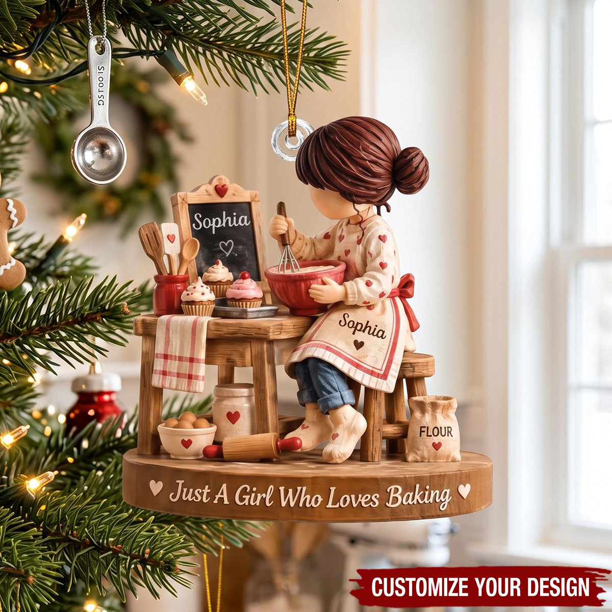Personalized Baking Acrylic Christmas Ornament, Custom Name Baker Gift
