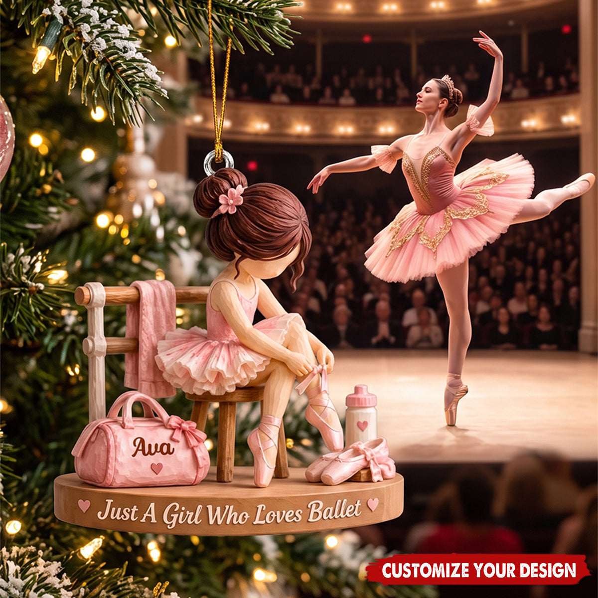 Personalized Ballet Dancer Acrylic Ornament, Dance Recital Christmas Keepsake