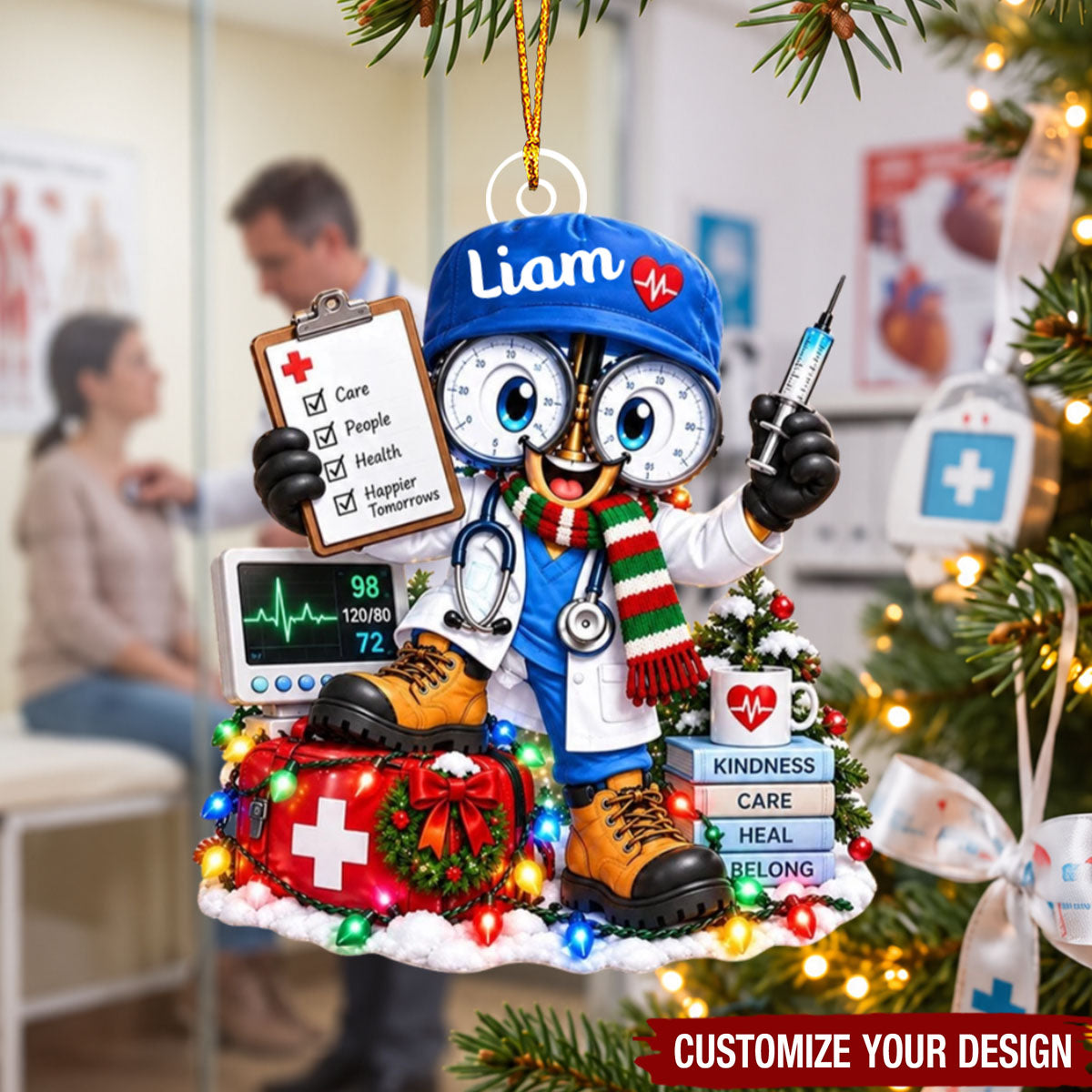 Personalized Doctor Nurse Acrylic Christmas Ornament, Healthcare Worker & Physician Grad Gift