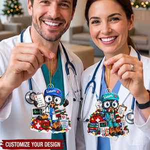 Personalized Doctor Nurse Acrylic Christmas Ornament, Healthcare Worker & Physician Grad Gift