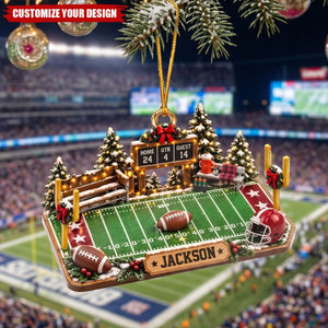 Personalized Football Christmas Acrylic Ornament, Custom Name Sports Keepsake