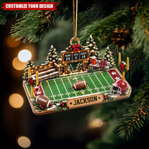 Personalized Football Christmas Acrylic Ornament, Custom Name Sports Keepsake