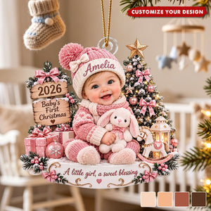 Personalized Baby's First Christmas Custom Photo Acrylic Ornament