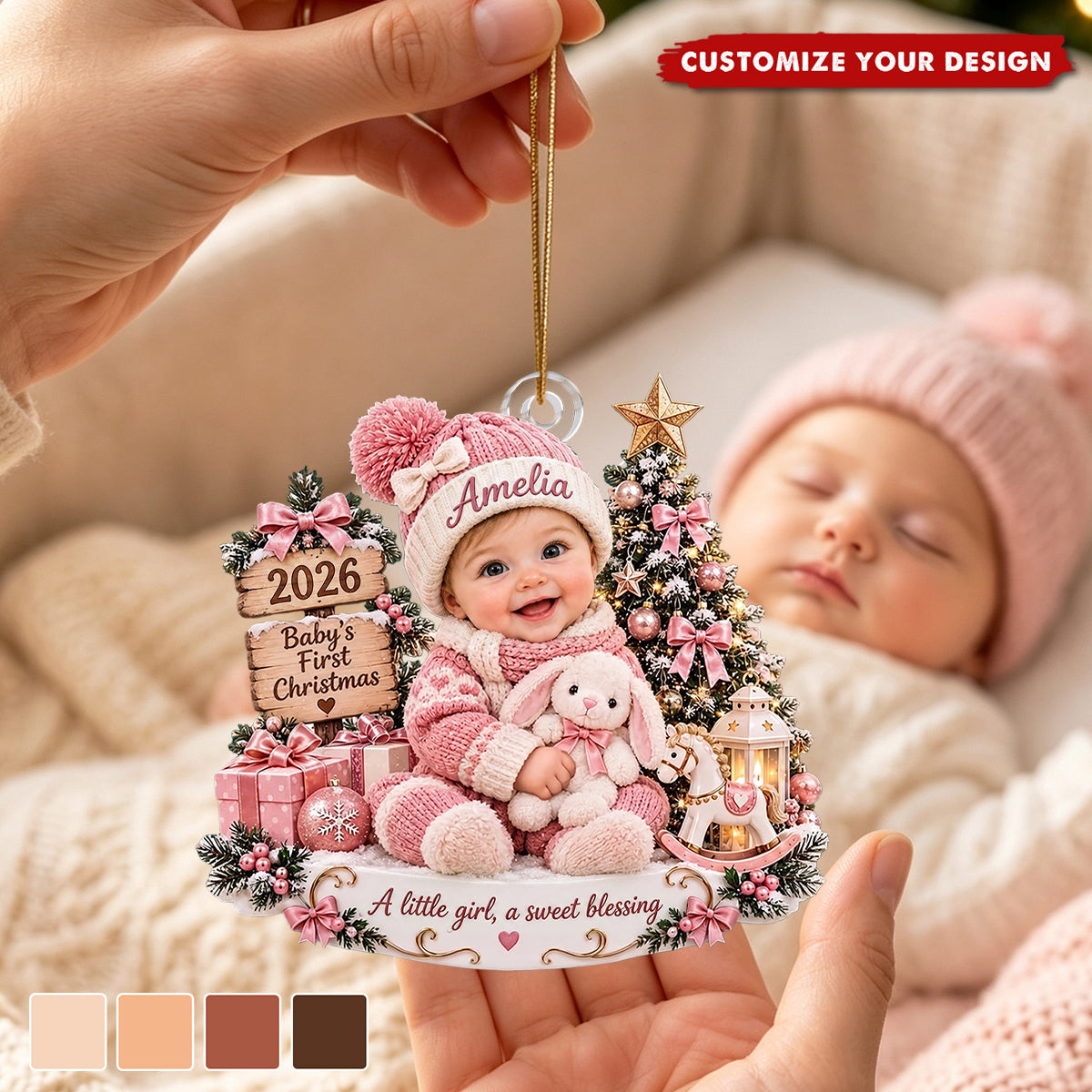 Personalized Baby's First Christmas Custom Photo Acrylic Ornament