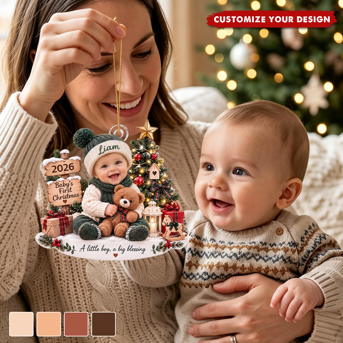 Personalized Baby's First Christmas Custom Photo Acrylic Ornament
