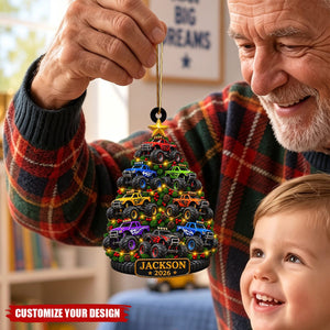 Personalized Name Truck Acrylic Ornament, Gift for Boys & Grandson